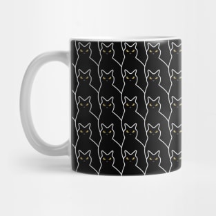 Black, cats pattern, yellow eyes, animal pattern, funny cats, cats lovers gift Mug